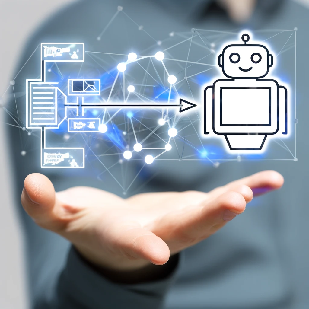 DALL·E 2024-06-12 13.11.54 - An illustration showing the integration of a chatbot with a large language model (LLM). The diagram should display the chatbot on one side and the LLM.webp